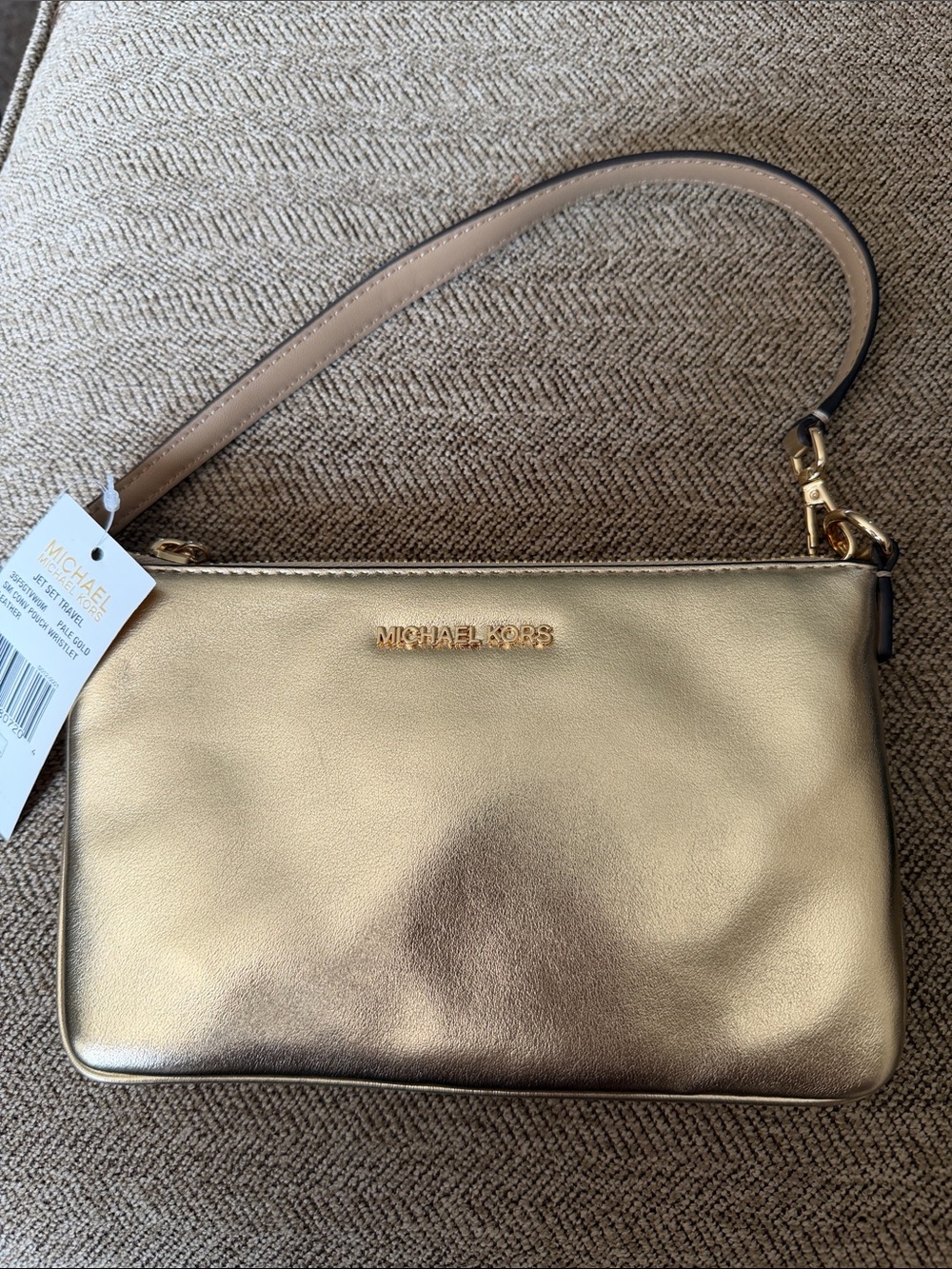 Michael Kors Metallic Gold Leather Wristlet Clutch